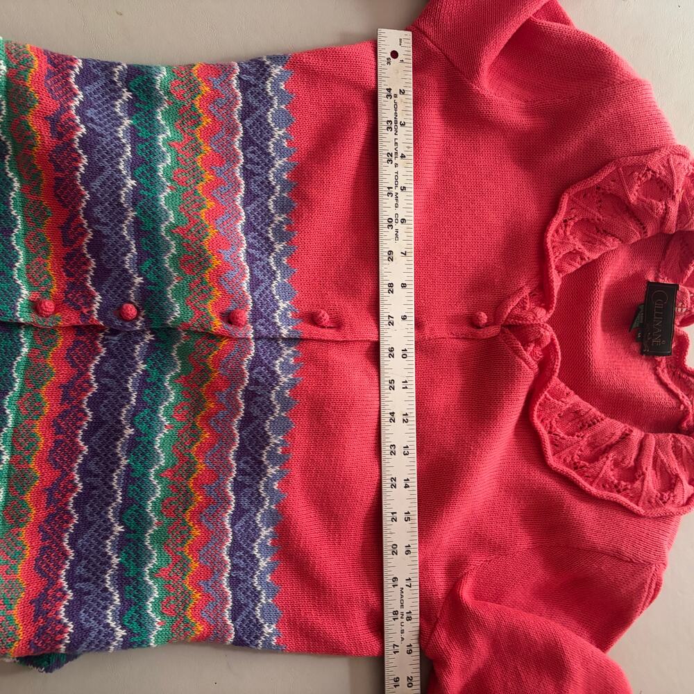 Cullinane knit cardigan Coral Pink Size Medium Vintage - Picture 6 of 6